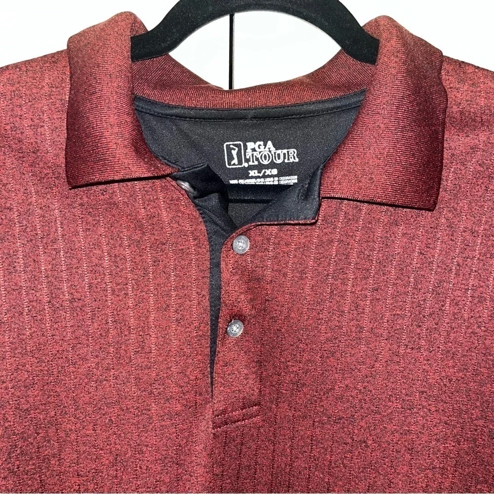 PGA Tour Red Brown Long Sleeve Golf Collared Shirt Size XL